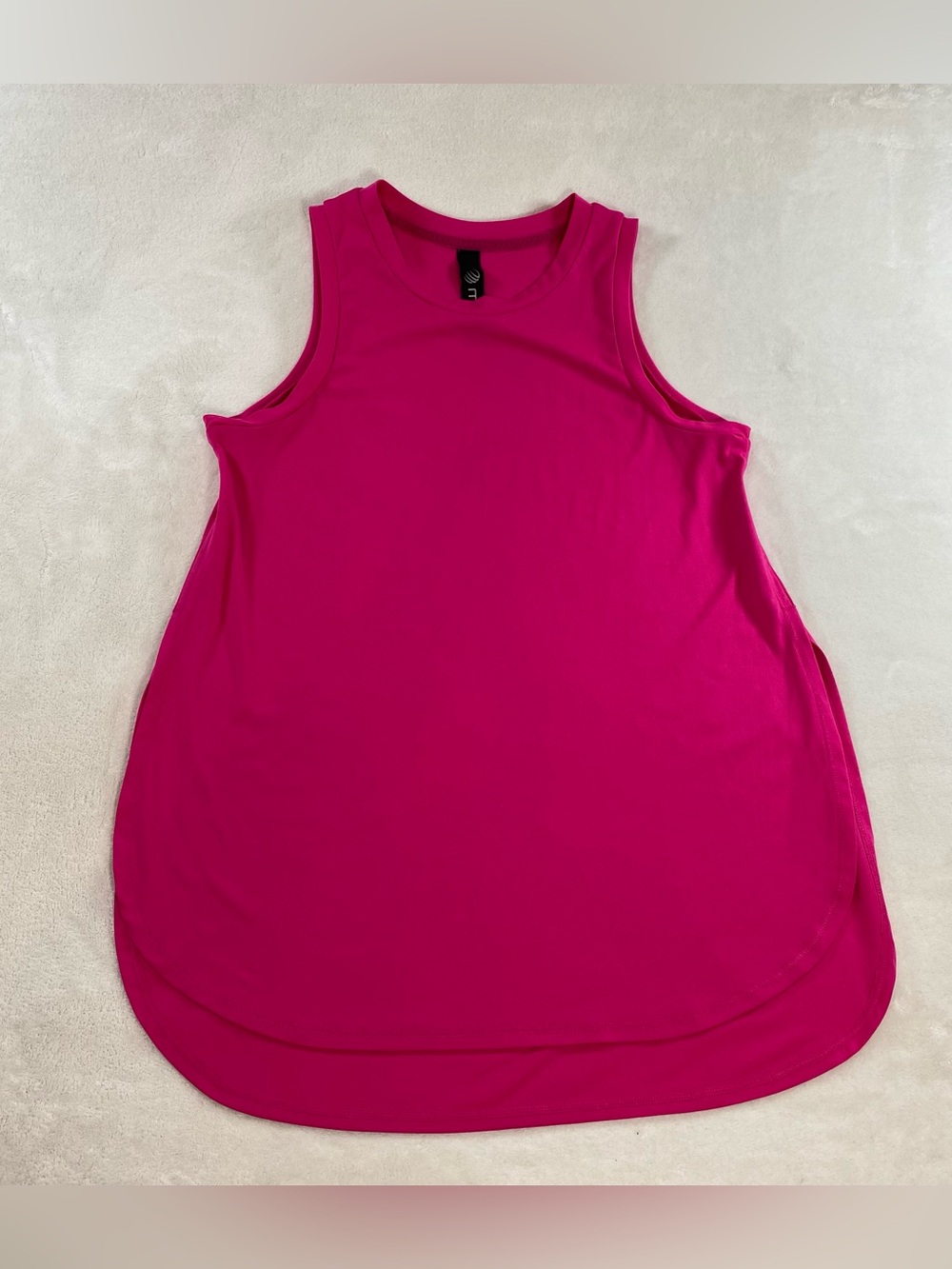 MPG Hot Pink High Neck Workout Tank Top High Low Curved Hem Activewear Size XS